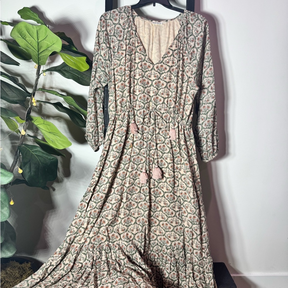 Roller Rabbit Pink and Cream Long Sleeve Dress
